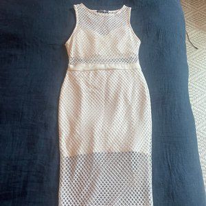White netted mesh bodycon dress